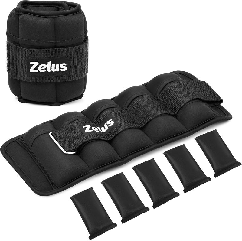 ZELUS 1 Pair Adjustable Ankle Weights, 2 4 6 8 10 lb Modularized Leg Weight Straps for Women Men, Weighted Ankle Weight Set with Removable Sandbags, 1-5 lb per Ankle Strap for Gym Yoga Jogging Walking - Image 1